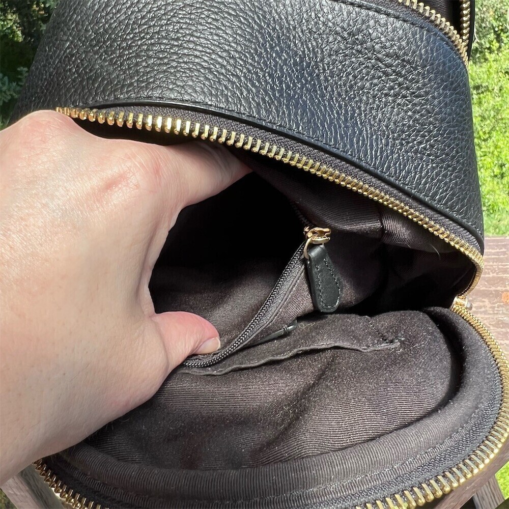COACH Black Pebble Leather Mini Backpack Shoulder Bag w Gold Hardware AUTHENTIC - Picture 13 of 16